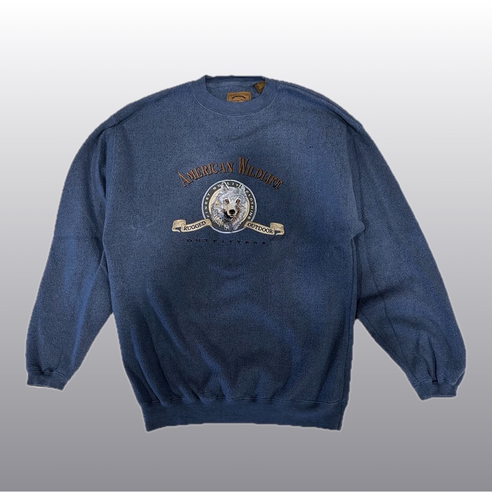 VTG American Wildlife Wolf Sweater Large